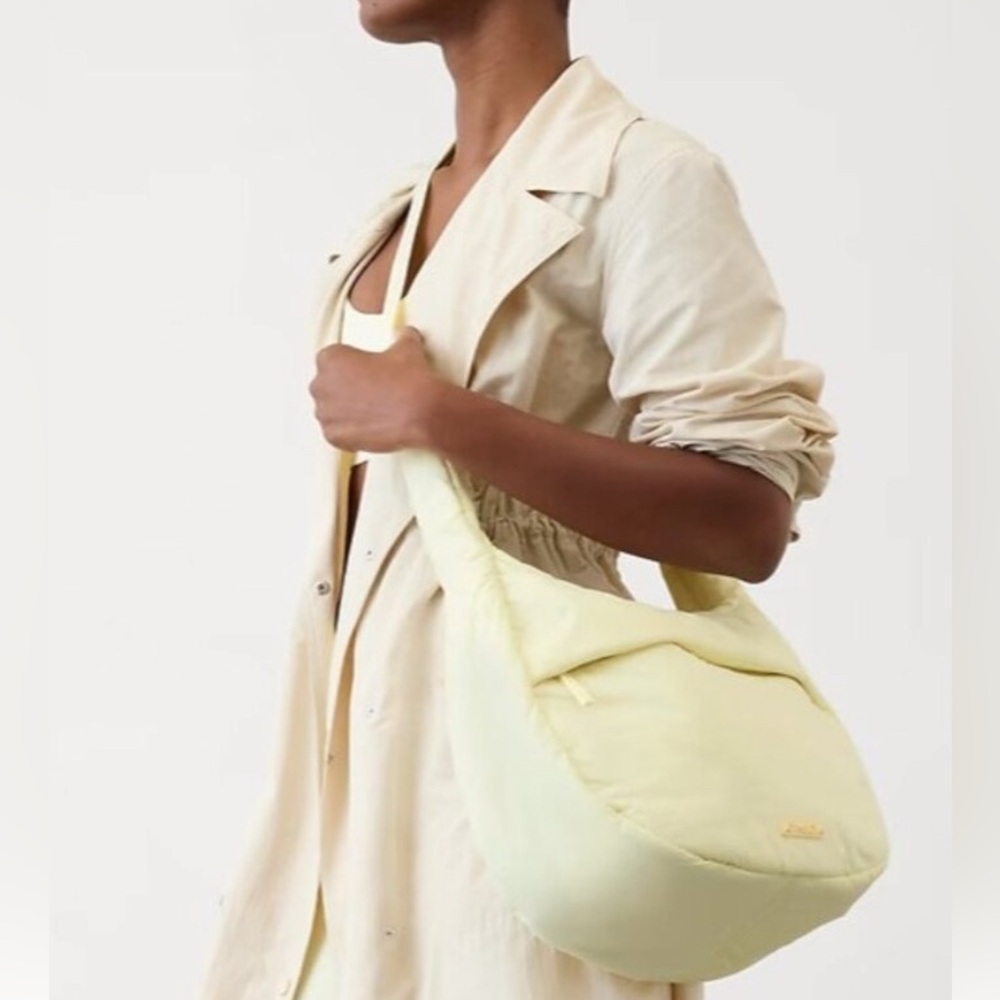 Athleta Light Yellow Padded Hobo Crossbody Bag